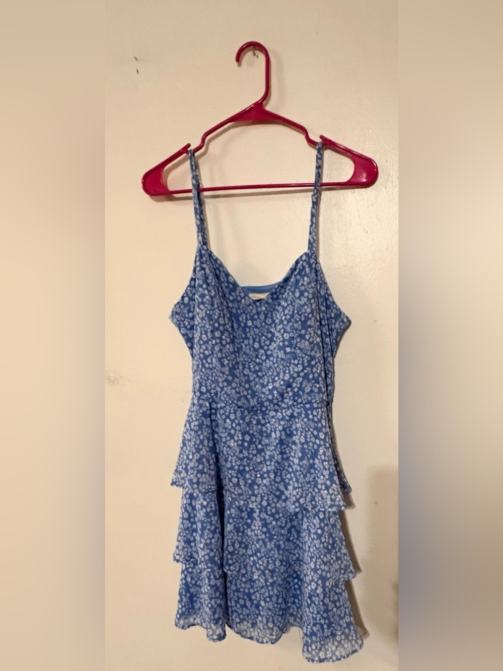 Blue Floral Tiered Mini Dress - Unbranded